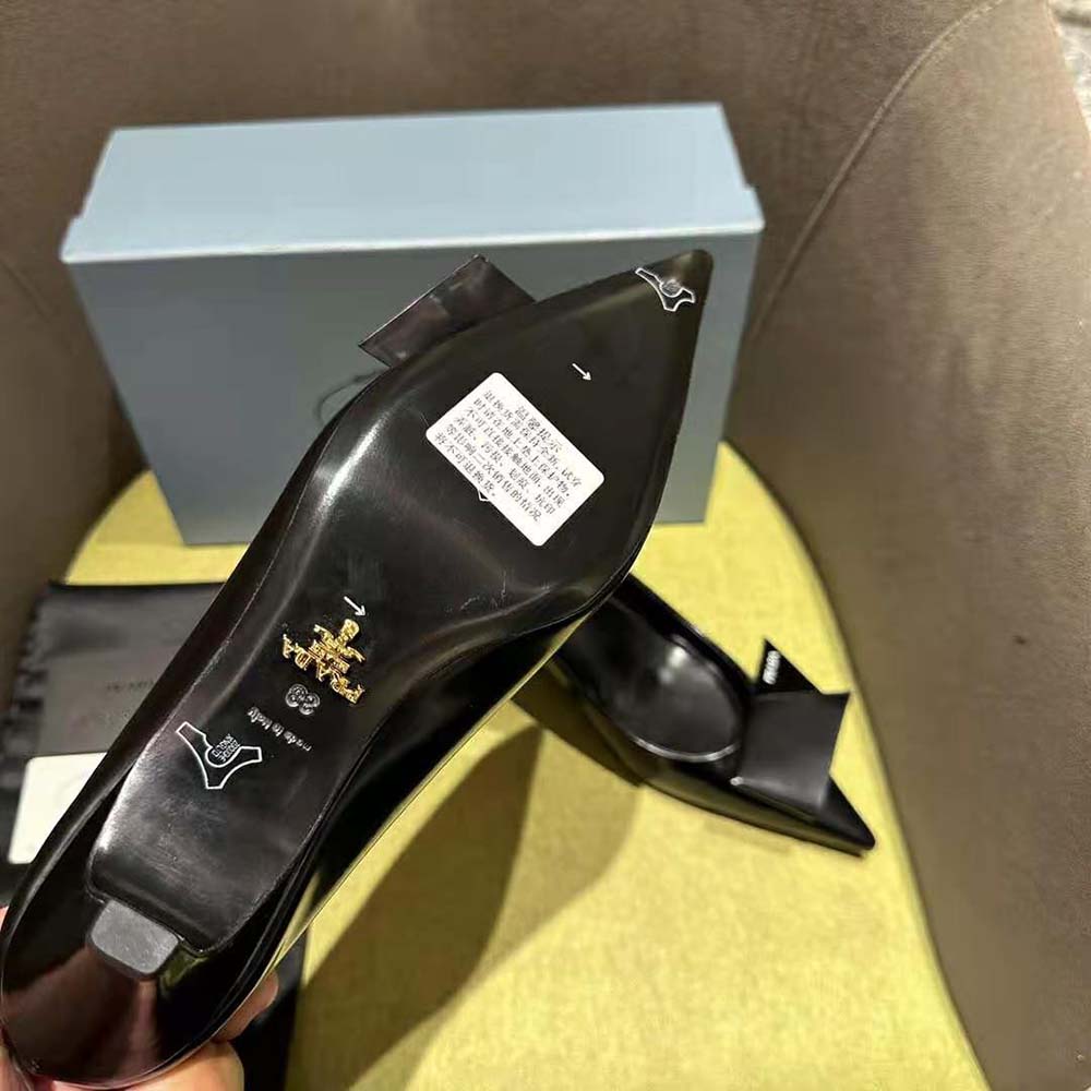 Prada Women Brushed Leather Pumps-Black - image 10