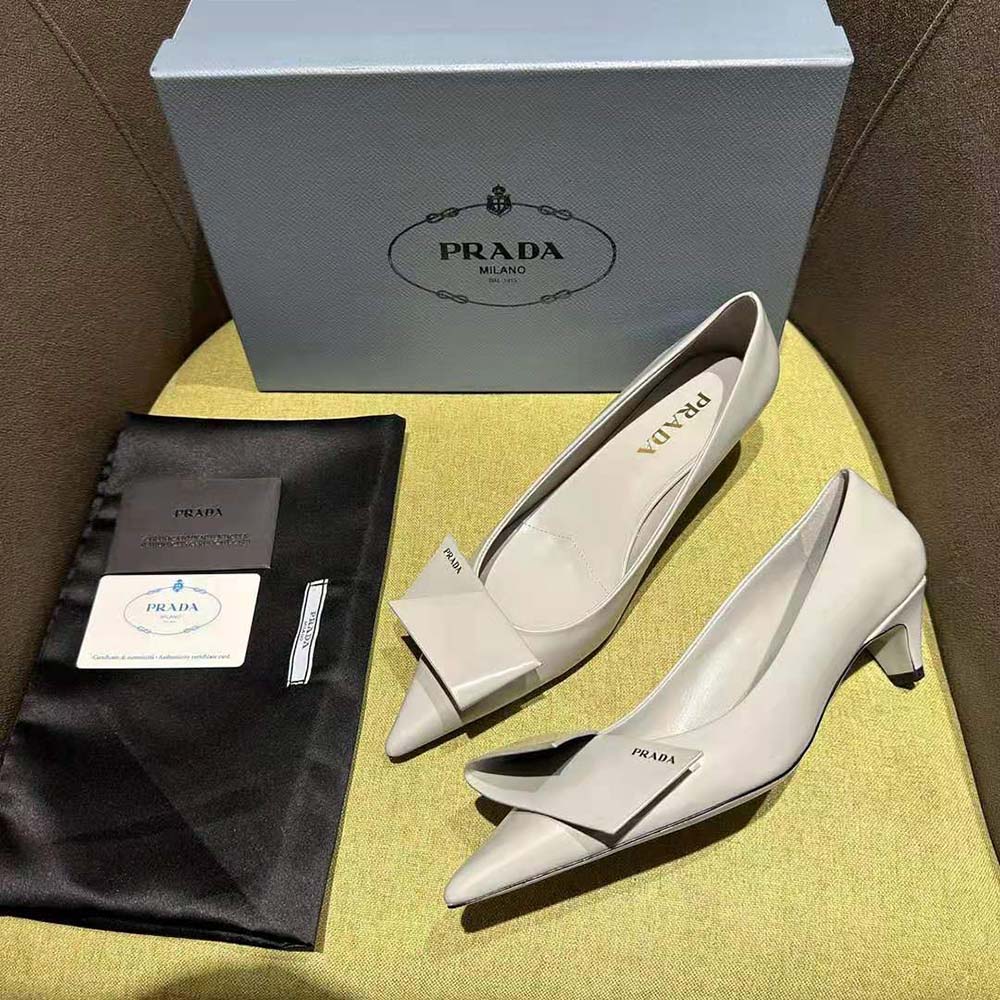 Prada Women Brushed Leather Pumps-Gray - image 5