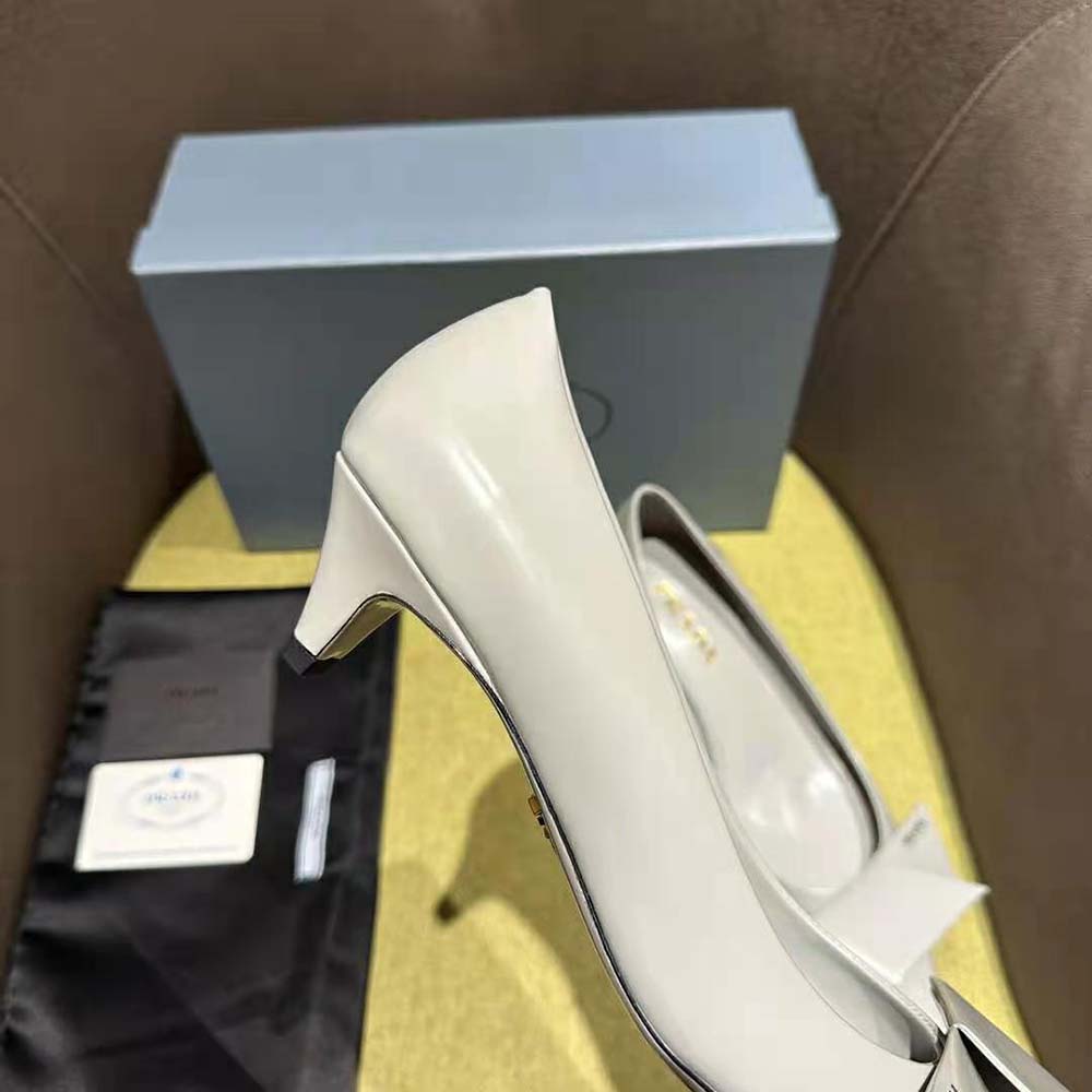 Prada Women Brushed Leather Pumps-Gray - image 10