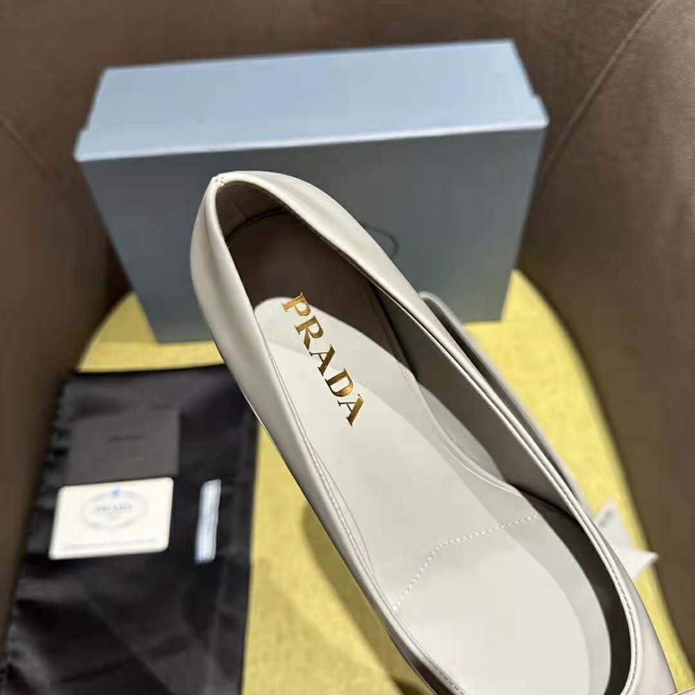 Prada Women Brushed Leather Pumps-Gray - image 9