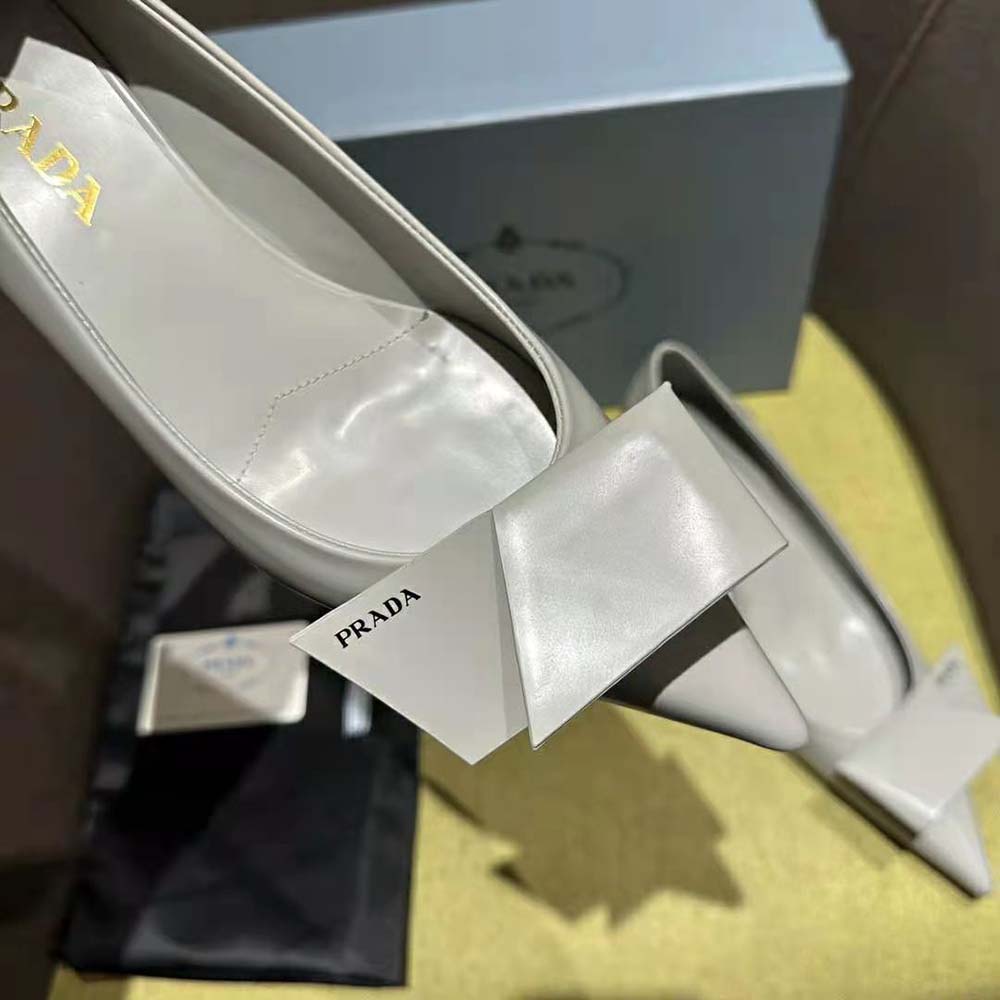 Prada Women Brushed Leather Pumps-Gray - image 8