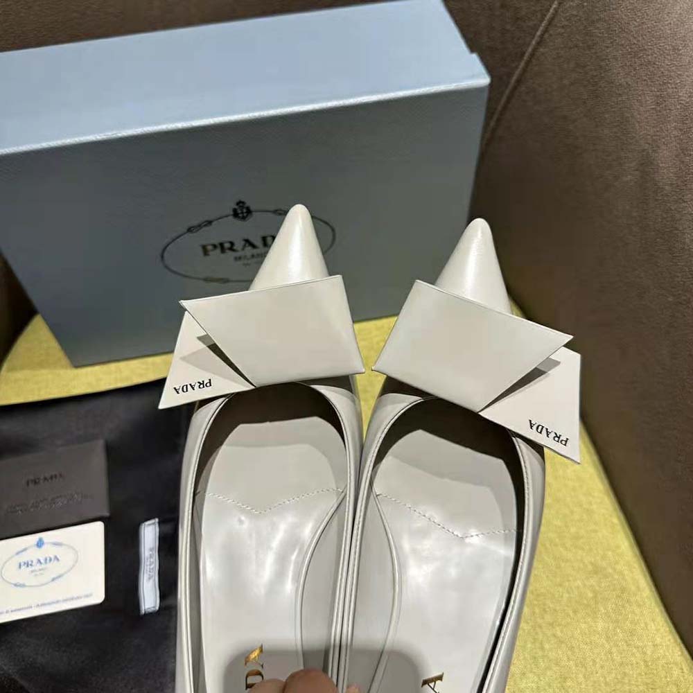 Prada Women Brushed Leather Pumps-Gray - image 7