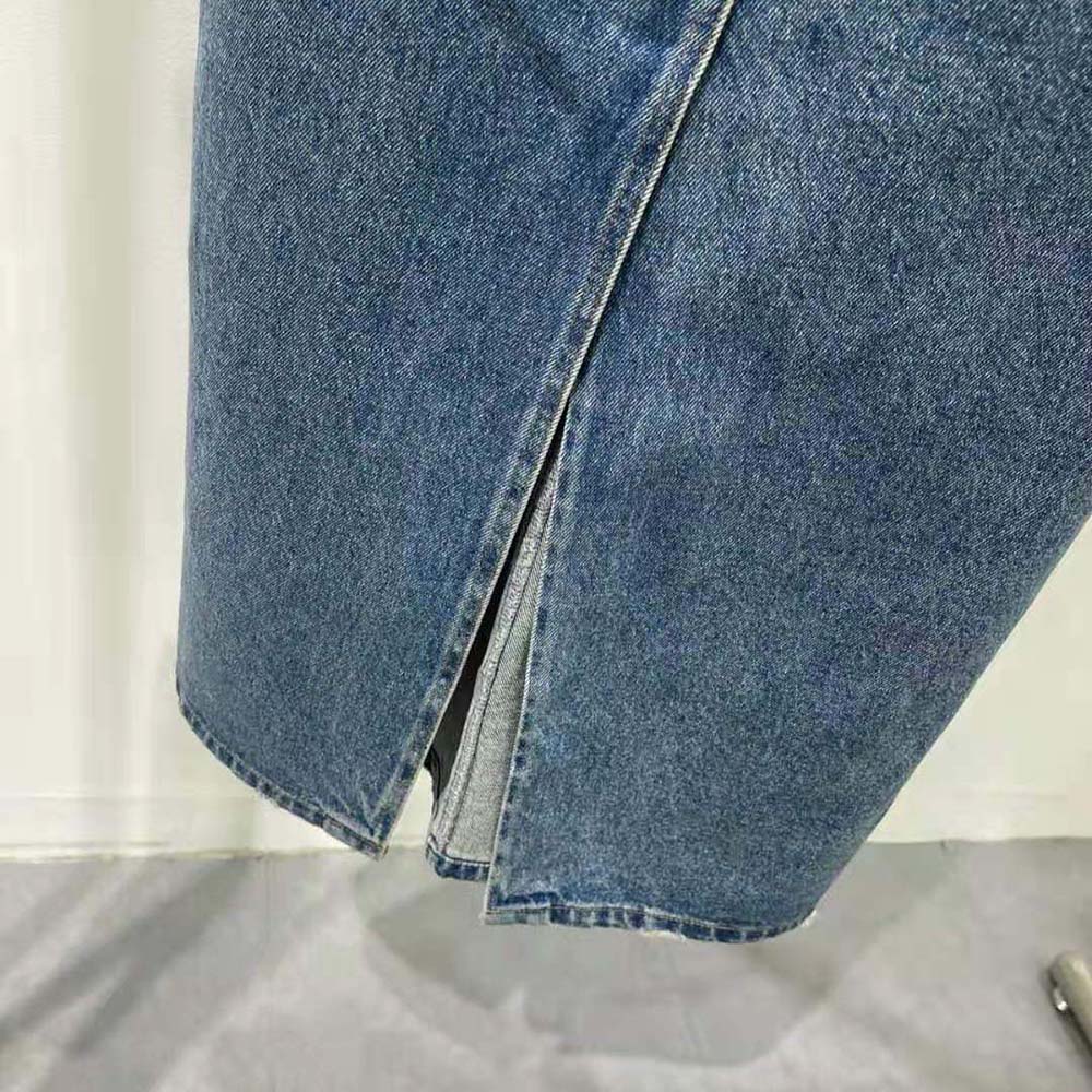 Prada Women Denim Maxi-skirt-Navy - image 9