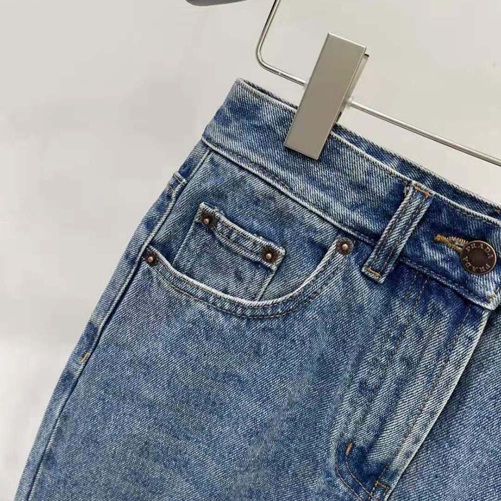 Prada Women Denim Maxi-skirt-Navy - image 5