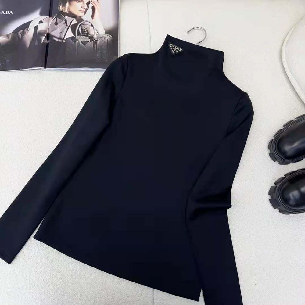 Prada Women Jersey Turtleneck Top-Black - image 4