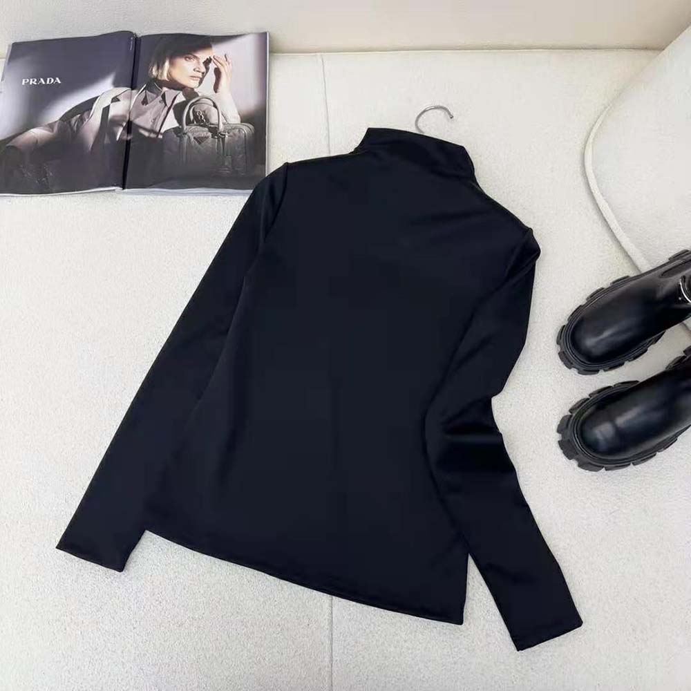 Prada Women Jersey Turtleneck Top-Black - image 5