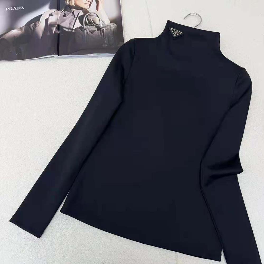 Prada Women Jersey Turtleneck Top-Black - image 6