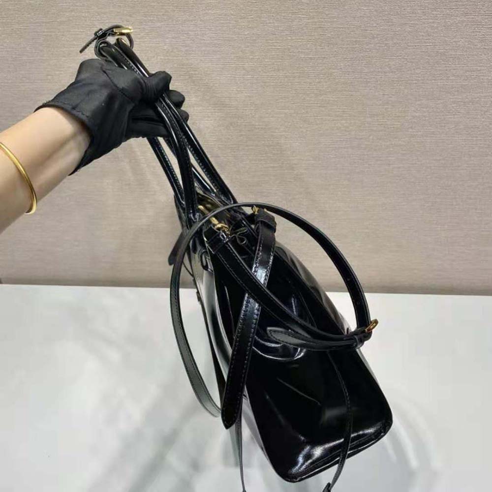 Prada Women Large Leather Handbag-Black - image 5