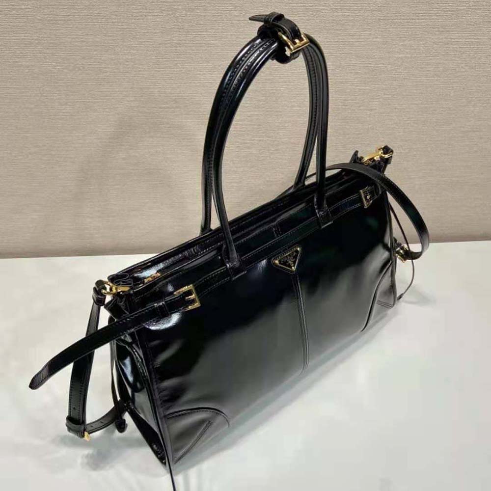 Prada Women Large Leather Handbag-Black - image 6