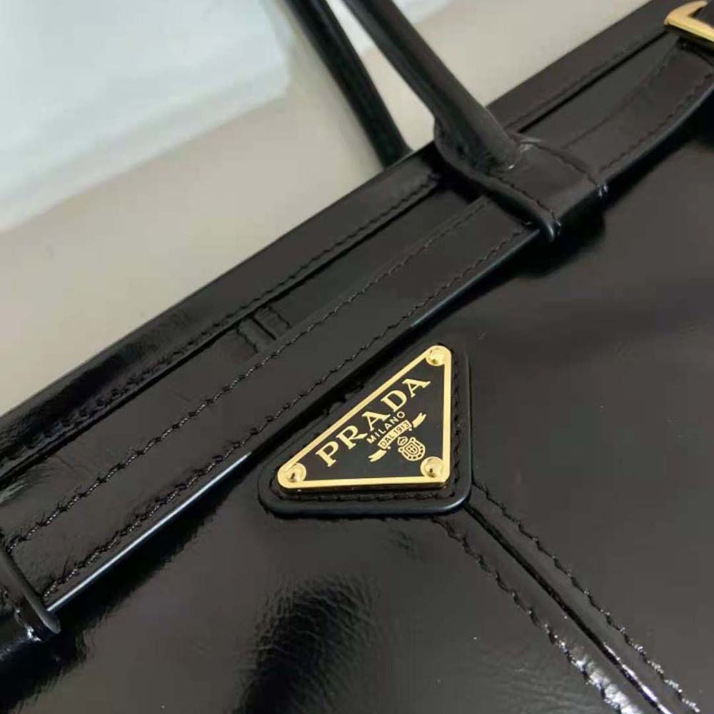 Prada Women Large Leather Handbag-Black - image 9