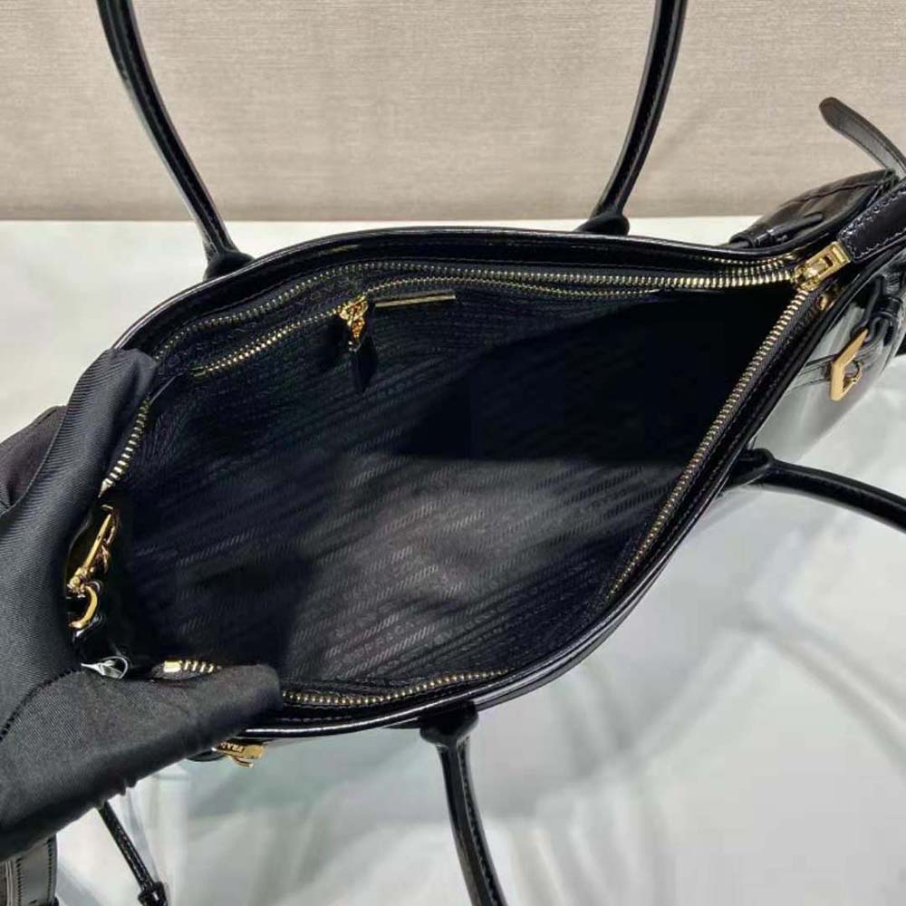 Prada Women Large Leather Handbag-Black - image 8