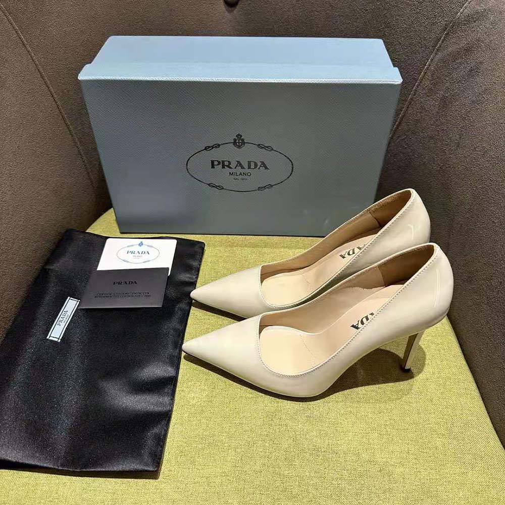 Prada Women Patent Leather Pumps-White - image 5