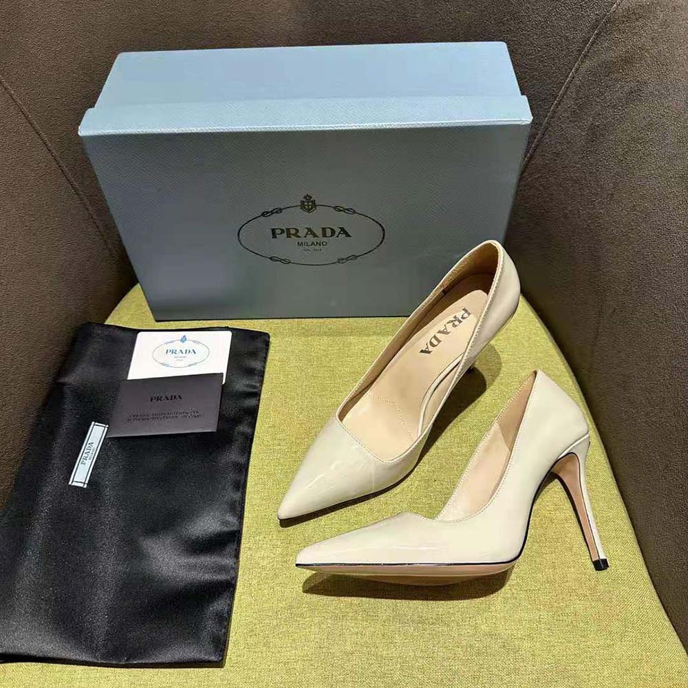 Prada Women Patent Leather Pumps-White - image 4