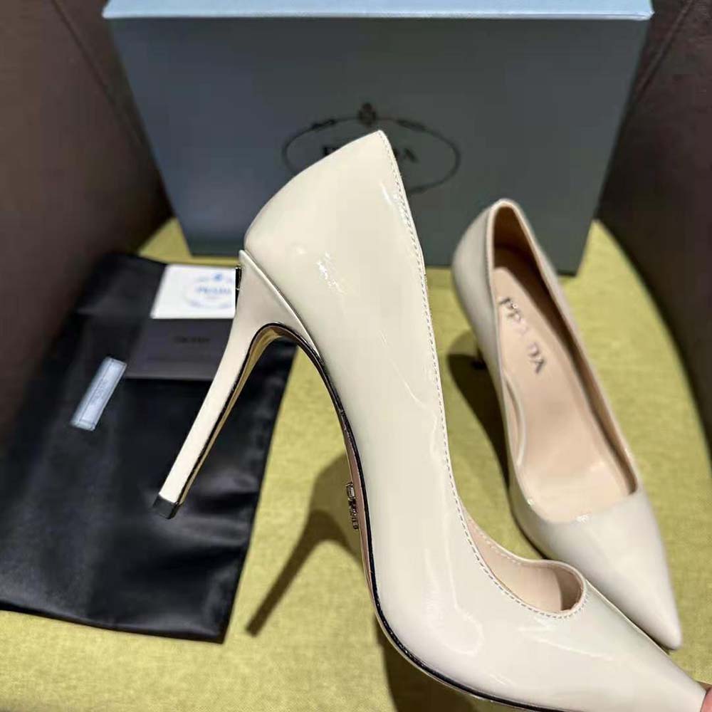 Prada Women Patent Leather Pumps-White - image 8