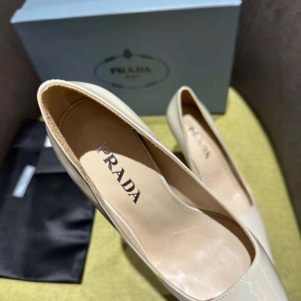 Prada Women Patent Leather Pumps-White - image 7
