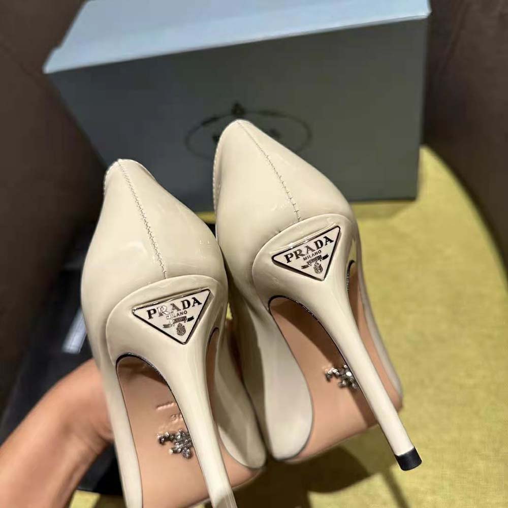 Prada Women Patent Leather Pumps-White - image 9