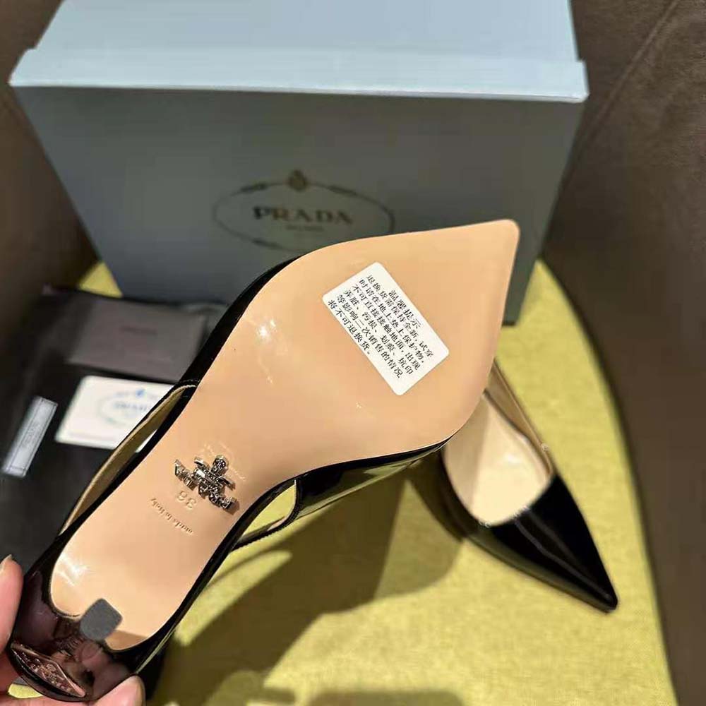 Prada Women Patent Leather Slingbacks-Black - image 10