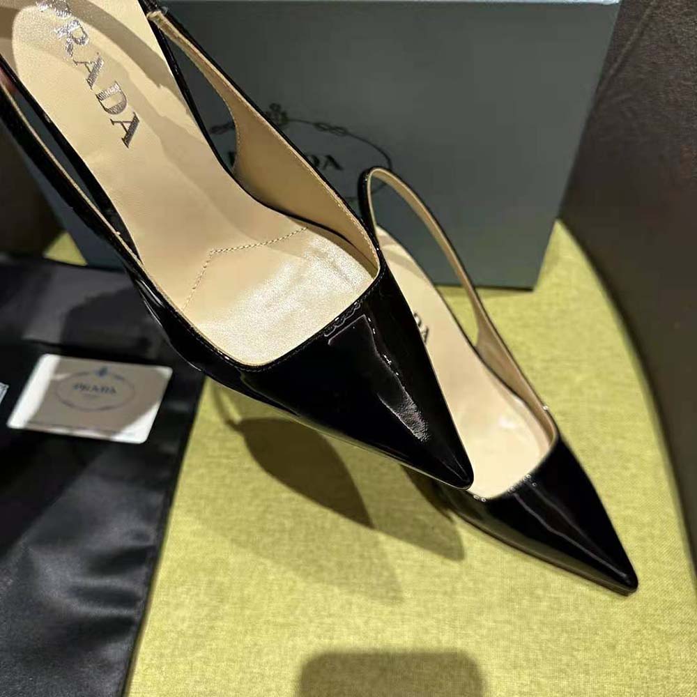 Prada Women Patent Leather Slingbacks-Black - image 6