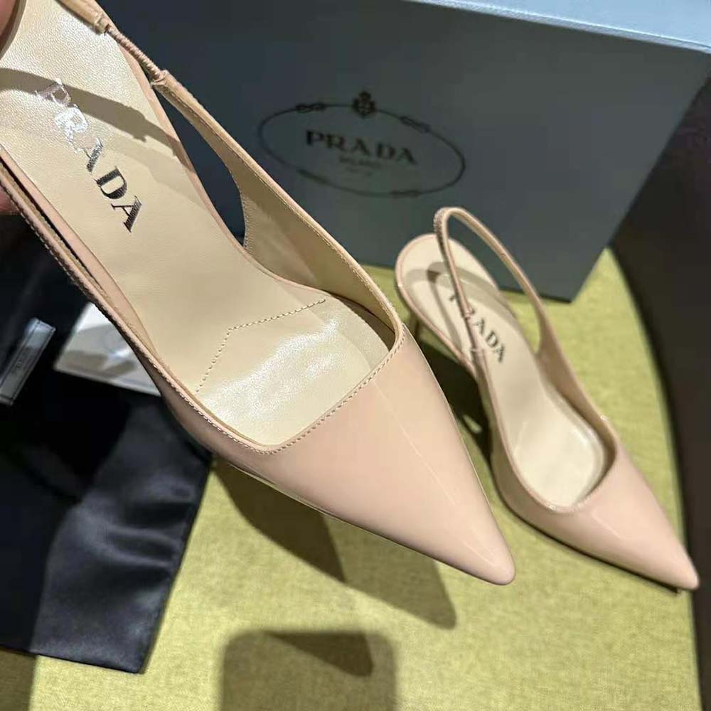Prada Women Patent Leather Slingbacks-Pink - image 7