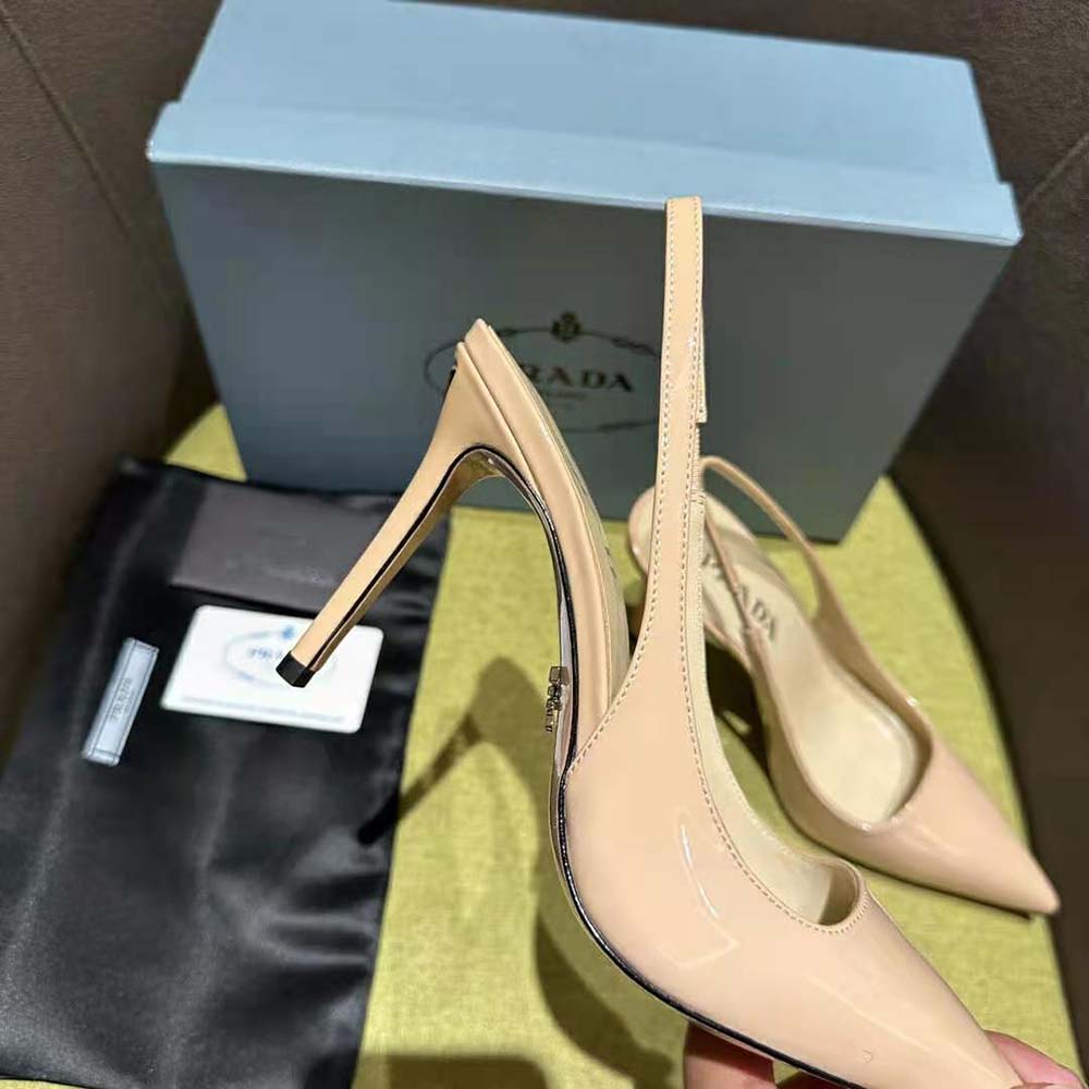 Prada Women Patent Leather Slingbacks-Pink - image 6