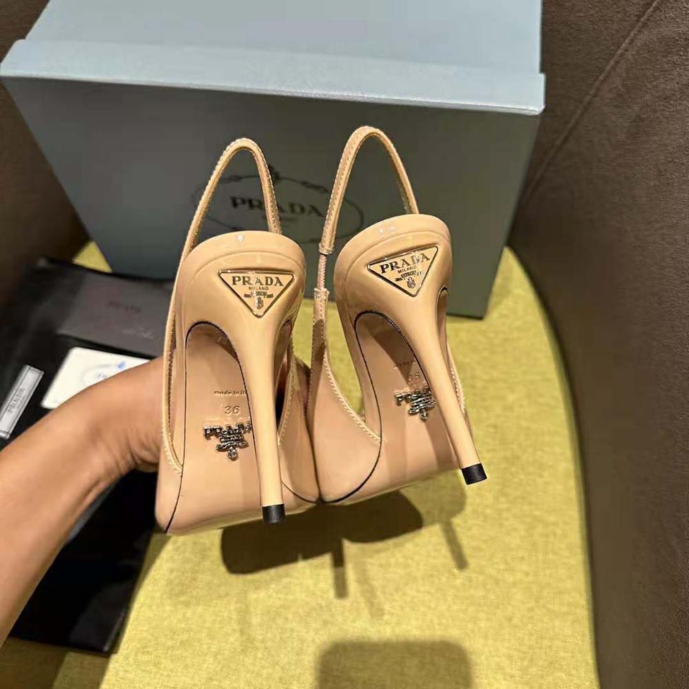 Prada Women Patent Leather Slingbacks-Pink - image 9