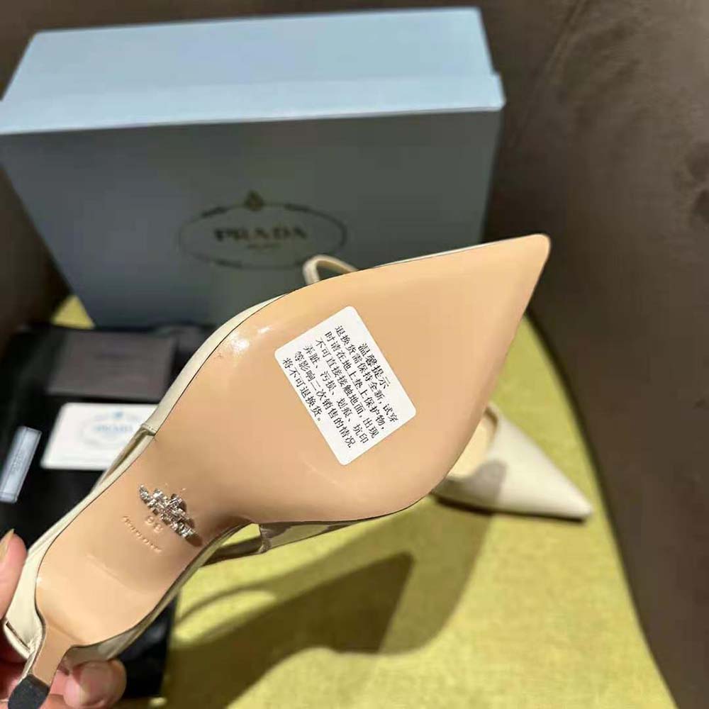 Prada Women Patent Leather Slingbacks-White - image 10