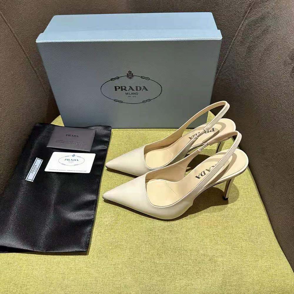 Prada Women Patent Leather Slingbacks-White - image 4