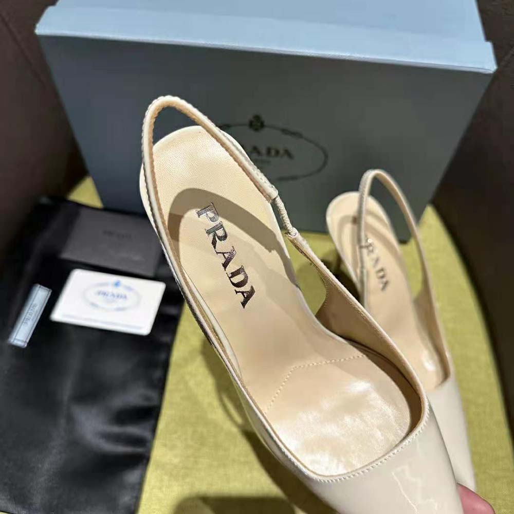 Prada Women Patent Leather Slingbacks-White - image 7