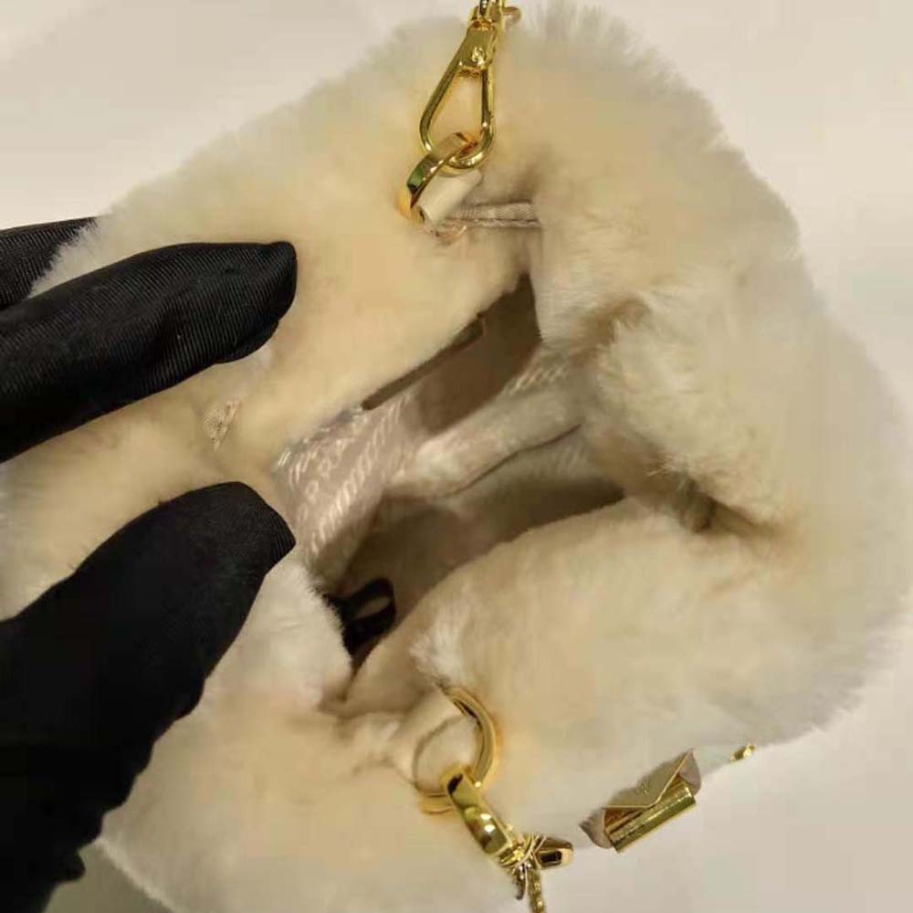 Prada Women Shearling Mini-pouch-Beige - image 9