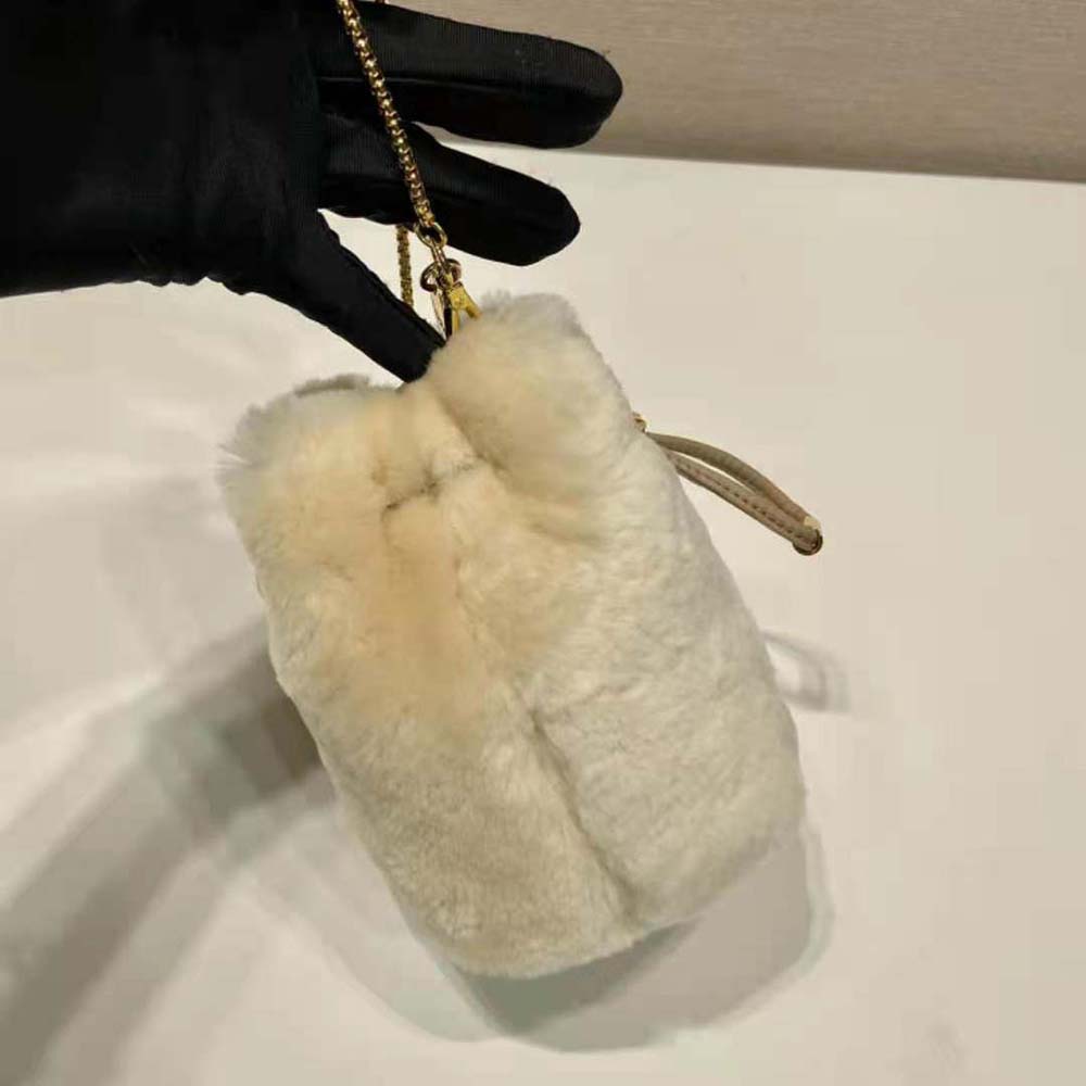 Prada Women Shearling Mini-pouch-Beige - image 4