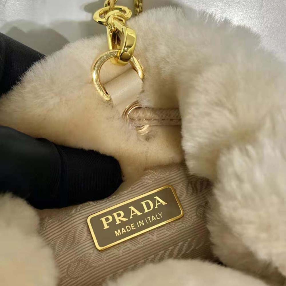 Prada Women Shearling Mini-pouch-Beige - image 7