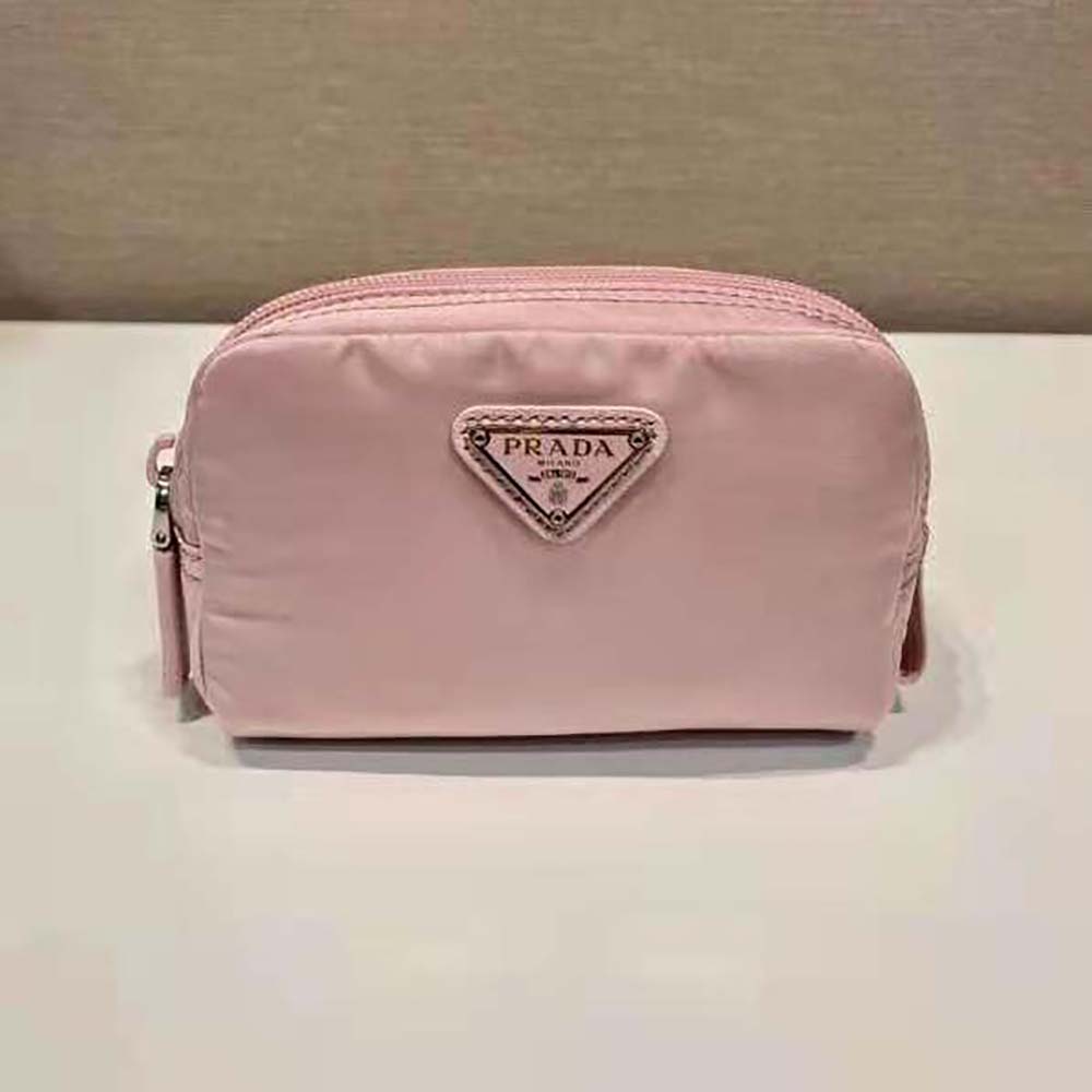 Side angle showing zip closure on Prada Women Small Re-Nylon Wallet-Pink