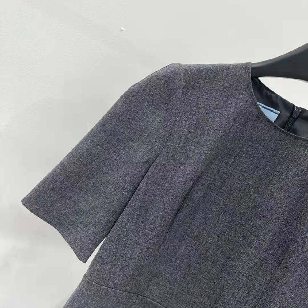 Prada Women Wool Mini-dress-Gray - image 6