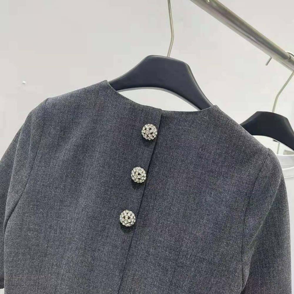 Prada Women Wool Mini-dress-Gray - image 4