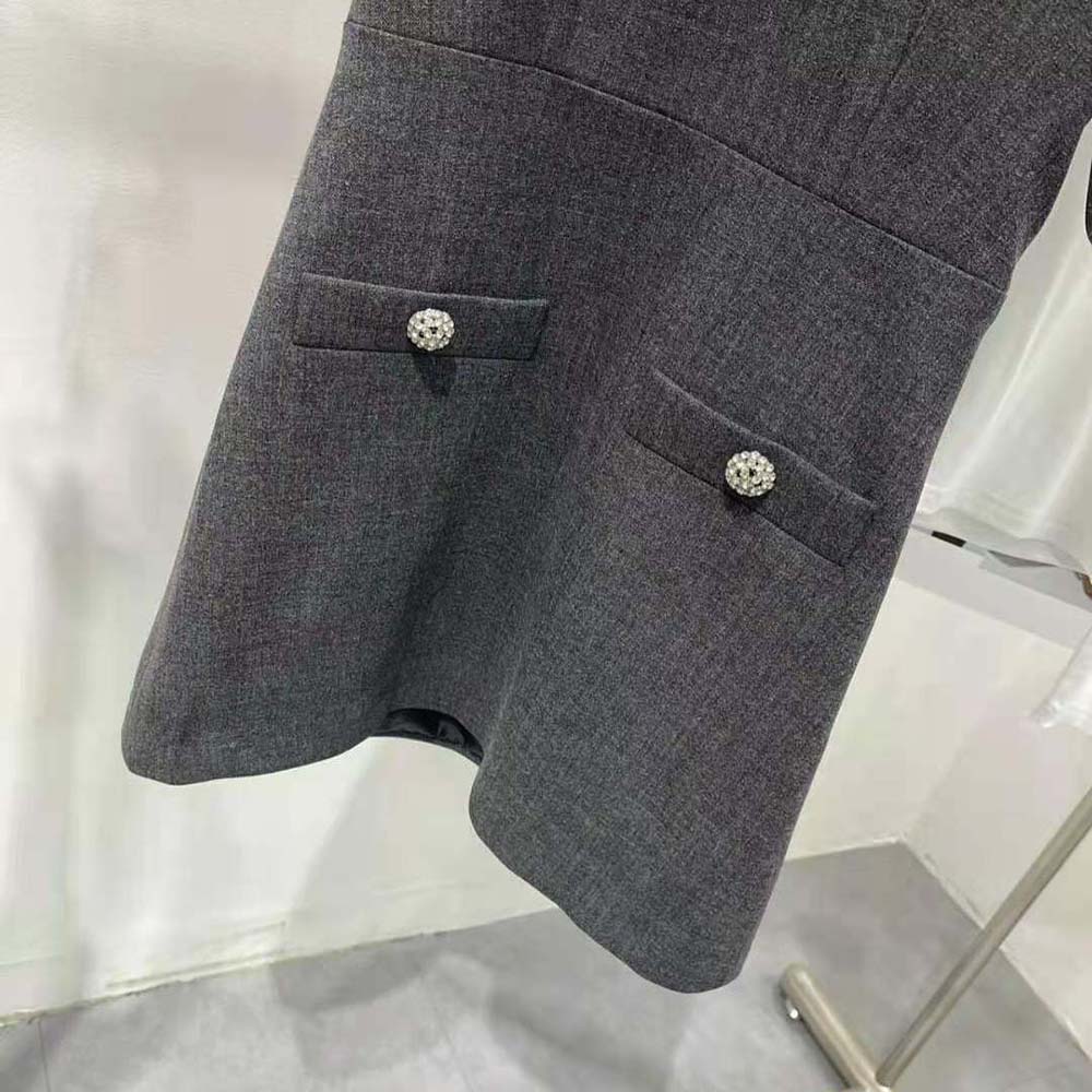 Prada Women Wool Mini-dress-Gray - image 9