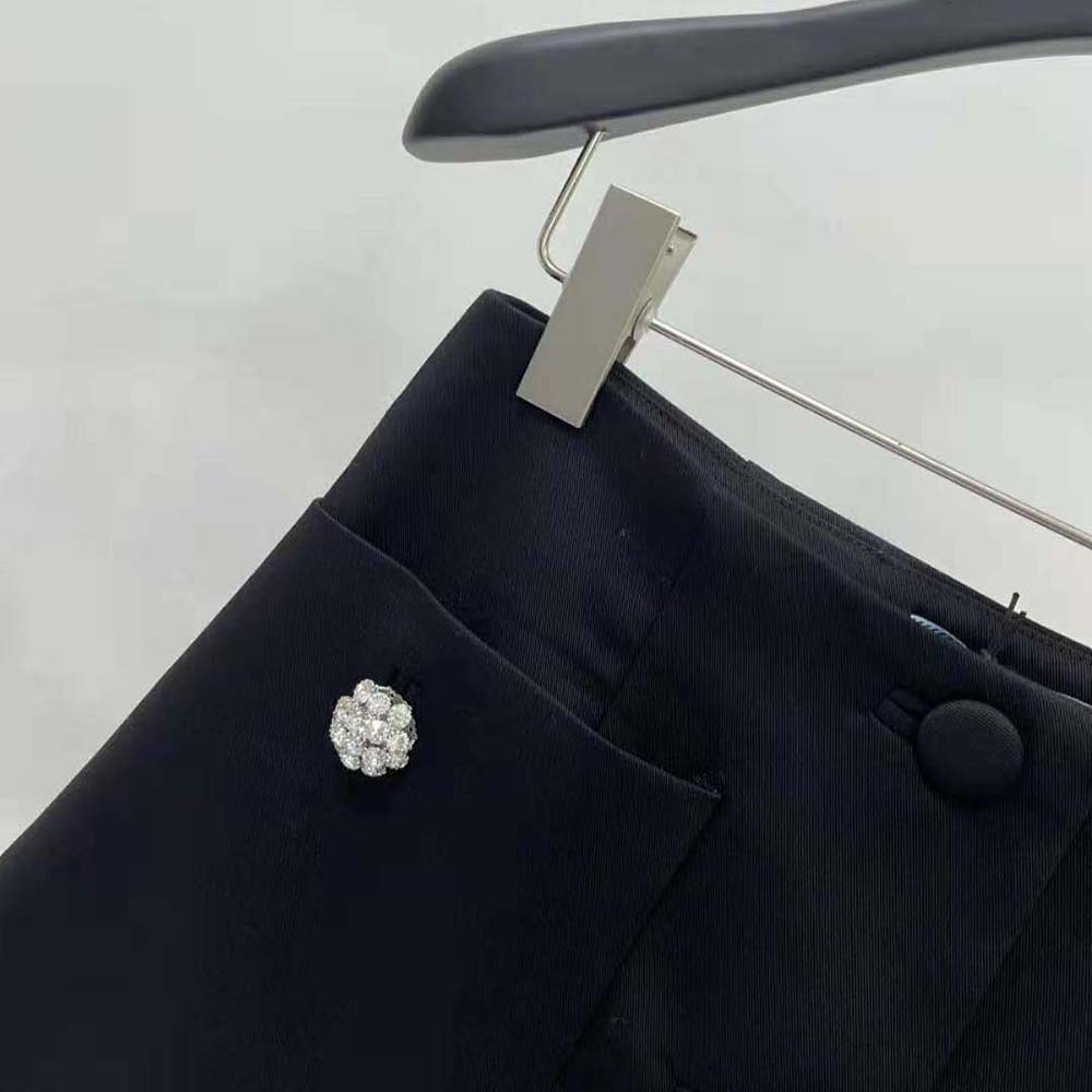 Prada Women Wool Satin Miniskirt-Black - image 4