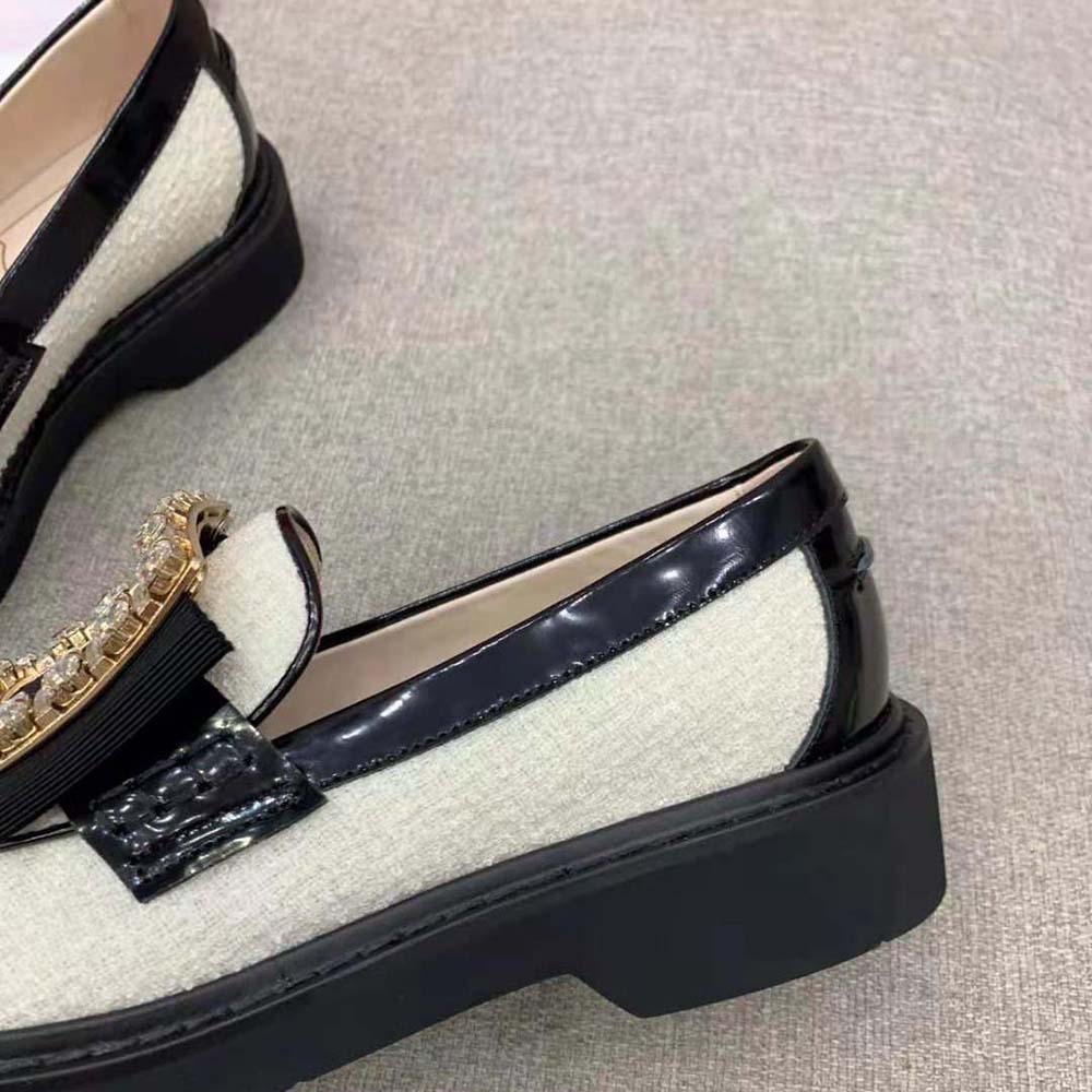 Roger Vivier Women Viv’ Rangers Strass Buckle Loafers in Fabric - image 9