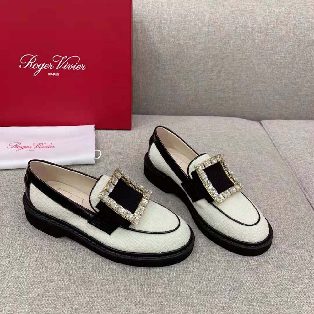 Top view showing silhouette and glossy buckle of Viv’ Rangers Strass Buckle Loafers