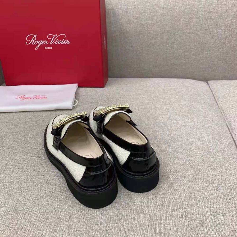 Roger Vivier Women Viv’ Rangers Strass Buckle Loafers in Fabric - image 7