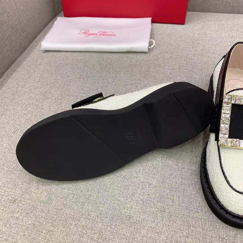 Roger Vivier Women Viv’ Rangers Strass Buckle Loafers in Fabric - image 10