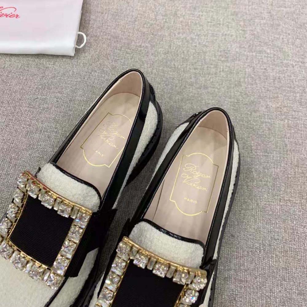 Roger Vivier Women Viv’ Rangers Strass Buckle Loafers in Fabric - image 6