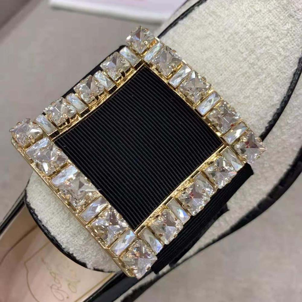 Roger Vivier Women Viv’ Rangers Strass Buckle Loafers in Fabric - image 8