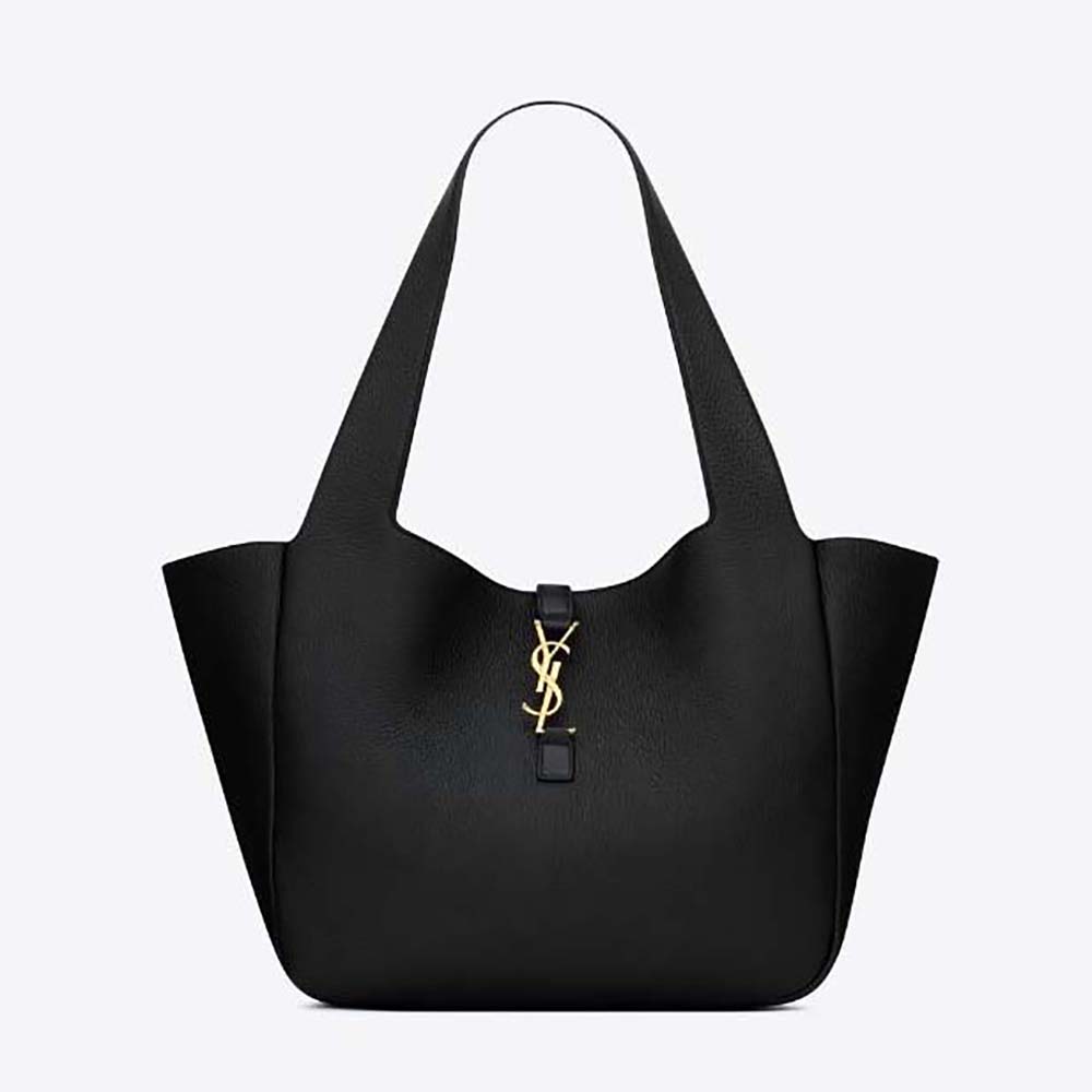 Front view of Saint Laurent YSL Women Bea in Grained Leather-Black bag