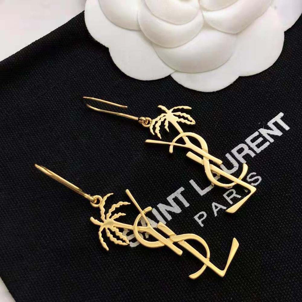 Saint Laurent YSL Women Cassandre Palm Earrings in Metal - image 5