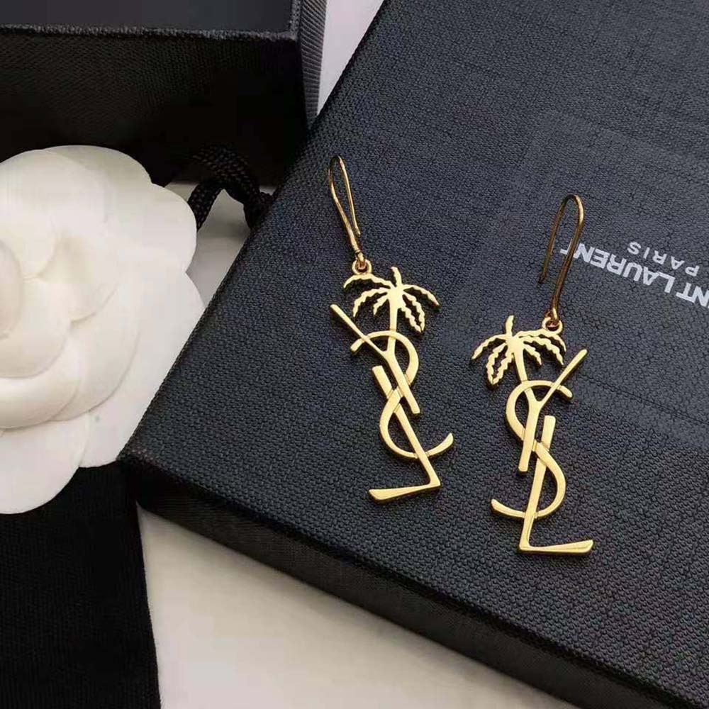 Saint Laurent YSL Women Cassandre Palm Earrings in Metal - image 4