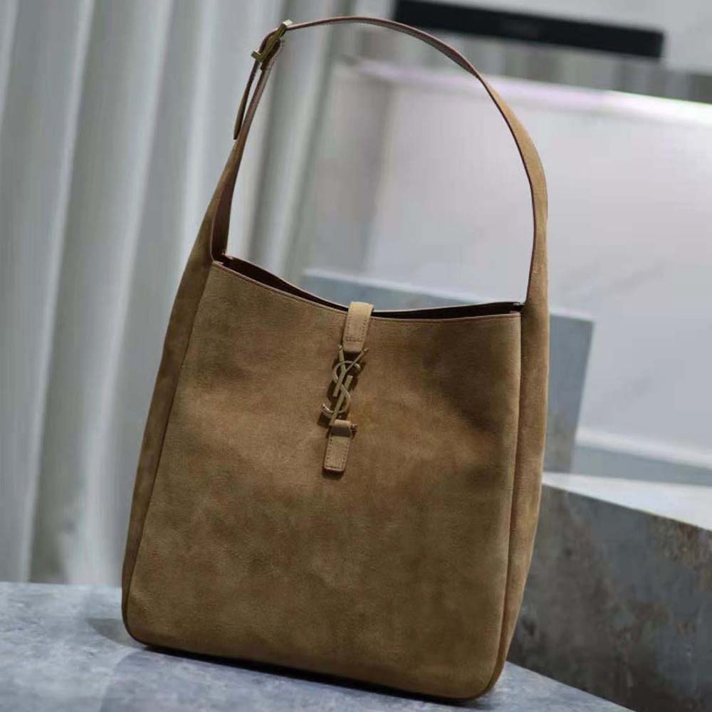 Side angle showing compact silhouette of Saint Laurent YSL shoulder bag