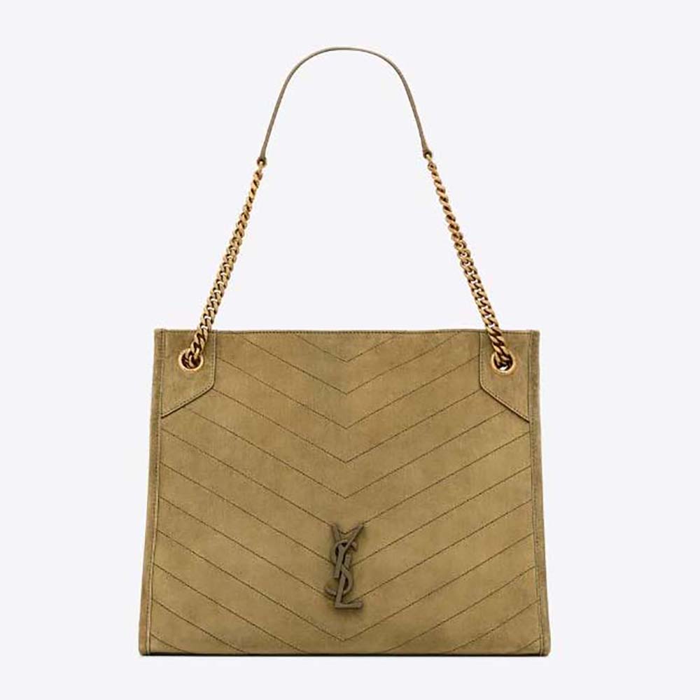Saint Laurent YSL Women Niki Medium Shopping Bag in Suede-Green