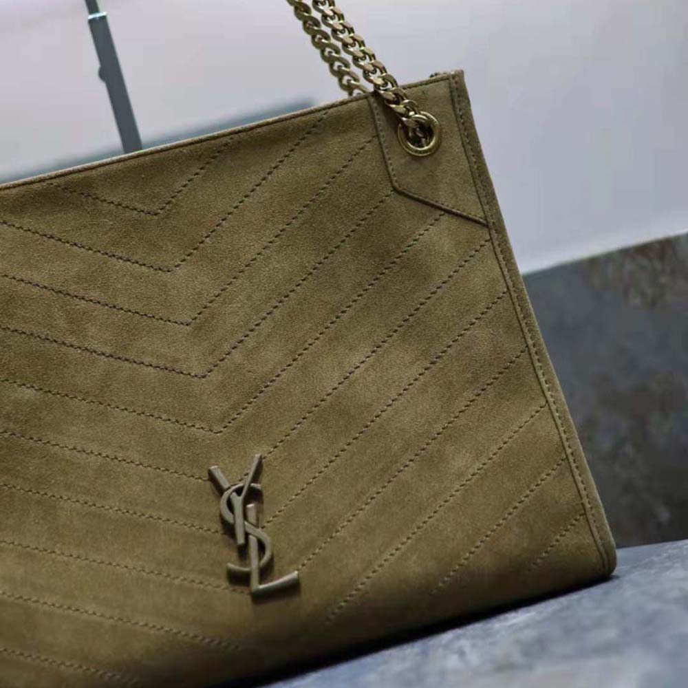 Saint Laurent YSL Women Niki Medium Shopping Bag in Suede-Green - image 6