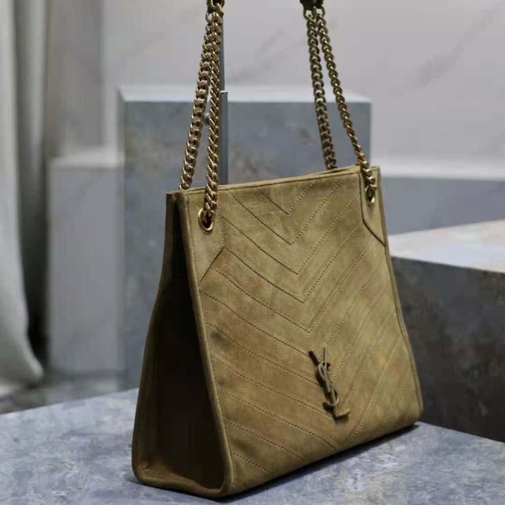 Saint Laurent YSL Women Niki Medium Shopping Bag in Suede-Green - image 5