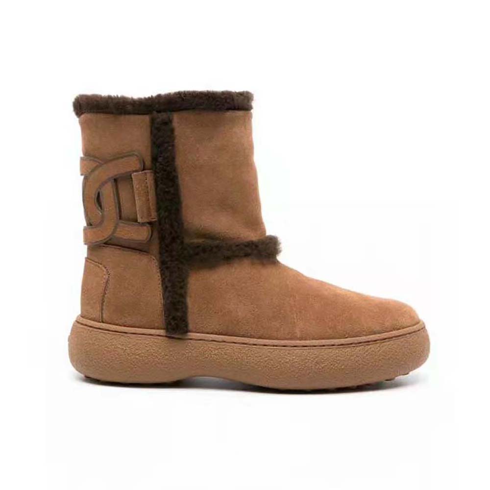 Side angle of TODS Unisex Tod’s W. G. Ankle Boots in Suede-Brown